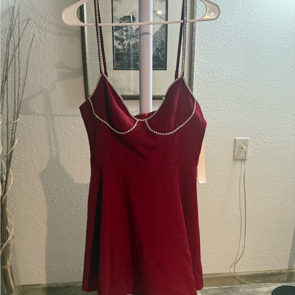 Bloomingdale's Exclusive Aqua in Deep Red Dress